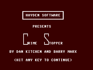 Murder title screen for Commodore 64